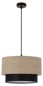 Lampadario rotondo a sospensione RITANA - 1xE27, 60W, nero / beige