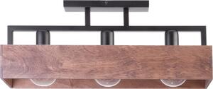 Lampada da soffitto Dakota in legno scuro e nero, 3xE27x15W, metallo, dimensioni: 25x60x16 cm, IP20, Sigma Lighting