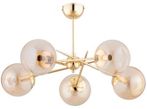 Lampada da soffitto PRIMERY oro-ambra 5xE14x10W in metallo, dimensioni: 38x63x63 cm, IP20, Alfa