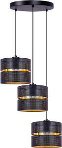 Lampada a sospensione COSMO nero-oro 3xE27x40W in tessuto, dimensioni: 100x45x45 cm, IP20, Kaja