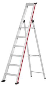 Scala a pioli Hymer con piattaforma, accessibile da un solo lato, 6 gradini, altezza verticale 2,02 m, altezza di lavoro 3,37 m, peso 8,2 kg