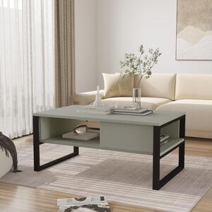 Tavolino 'Laukaa' struttura rettangolare in metallo 100 x 60 x 45 cm verde-grigio