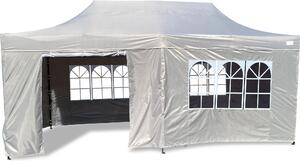 Gazebo pieghevole Grasekamp Modena 3x6m grigio incl. parti laterali - telaio extra forte