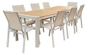 Mobili da giardino alluminio / WPC 9-PLG. bianco / marrone mobili da giardino set da pranzo tavolo 240 cm + 8 sedie