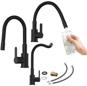 Granitan | GRADO - Rubinetto da cucina - Bocca flessibile - Orientabile a 360° - Nero