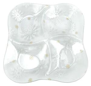 Piatto da portata in vetro a tema natalizio ø 28,5 cm Frosty Flakes – Dakls
