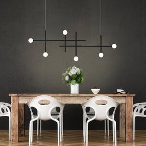 BOPP Lampada LED a sospensione Bopp Cross, nera, in alluminio, 6 luci dimmerabile, Nero, Soggiorno / Sala da pranzo, Alluminio, Moderno