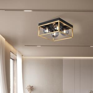 Plafoniera 'Widnes' 4 x G9 in vetro metallico nero/oro