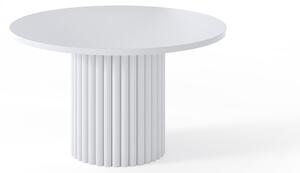 Tavolino di design LOMELO rotondo bianco Ø67 - base scanalata, altezza 42 cm, moderno e semplice
