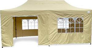 Gazebo pieghevole Grasekamp Modena 3x6m beige incl. parti laterali - telaio extra forte