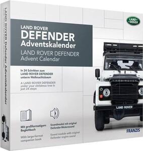 FRANZIS 67155 - Calendario dell'Avvento Land Rover Defender, modellino in metallo in scala 1:43, incl. modulo sonoro e libretto di 50 pagine