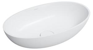Omnires SHELL M+ SHELLUNBM Lavabo da appoggio 60x35cm, marmo composito, bianco opaco