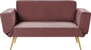 BELIANI Divano Letto Imbottito Velluto Rosa Braccioli Regolabili Letto Ospite Soggiorno Stile Moderno