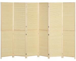 HOMCOM Paravento in bambù 6 pannelli 270 x 180 cm separatore d'ambiente separatore pieghevole - naturale