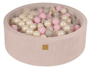 Piscina di palline color crema in velluto ø 90x30 cm Montessori – Meowbaby