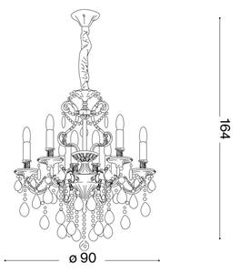 Ideal Lux-Lampadario di cristallo a sospensione con catena GIOCONDA 12xE14/40W/230V diametro 90 cm argento