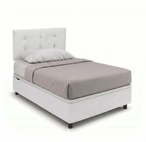 Letto 1 Piazza e Mezza Contenitore Imbottito 120x190 cm Similpelle Bianco Boxmax Testata Button