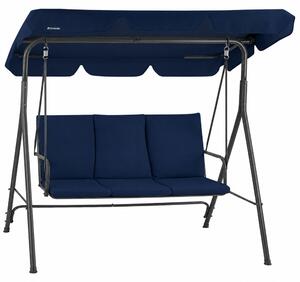 HinHocker, amaca hollywoodiana per 3 persone con tenda parasole, colore blu scuro, capacità di carico fino a 250 kg, ideale per l'uso in giardino