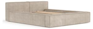 Letto matrimoniale imbottito beige con contenitore e rete inclusi 180x200 cm Voliera – Maison de Rêve
