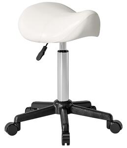 HOMCOM Sgabello a rotelle, sedia da lavoro con altezza regolabile 45-57 cm e sella ergonomica, 48x47x45-57cm, bianco | Aosom Italy