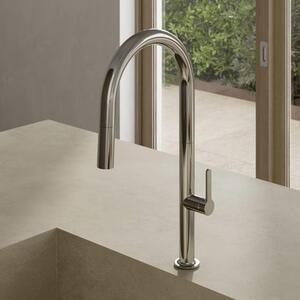 Kludi AUREA rubinetto da cucina 558520575 con doccetta estraibile per stoviglie, bocca girevole, cromo