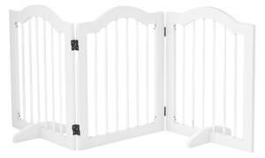 PawHut Cancellino per Cani Pieghevole a 3 Sezioni in Legno, Barriera per Cani con Piedini, 154.5x29.5x61cm, Bianco|Aosom