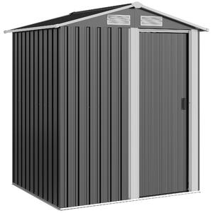 Outsunny Casetta da Giardino con Tetto Inclinato e 4 Prese d'Aria, Capanno porta Attrezzi in Acciaio, 152 x 132 x 188 cm, Grigio | Aosom Italy