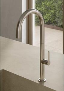 Kludi AUREA, miscelatore monocomando per lavello, comando laterale, finitura in acciaio inox, nichel, 1 pezzo