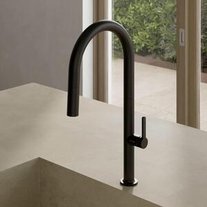Kludi AUREA, miscelatore monocomando per lavello, doccetta estraibile, nero opaco, 1 pz