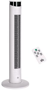 HOMCOM Ventilatore a Torre 45W a 4 Modalità e 3 Velocità con Timer da 12h, in ABS e Alluminio, Ø31.5x93 cm, Bianco|Aosom