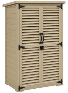Outsunny Armadio da Esterno Portaoggetti a 2 Ripiani con Picchetti, in Legno di Abete, 75x50x111/118 cm