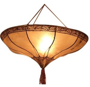 Lampada da soffitto in pelle Henna / Lampada da soffitto - Salem Naturale, bianco crema, pelle, ferro, 20*50*50 cm, Lampade da soffitto orientali
