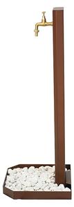 Fontana Decorativa Giardino Corten con Rubinetto Forma Schiacciata Dimensioni 20x10xh 100 cm con tubo rubinetto, flessibile e Gomito resistente al gelo Corten