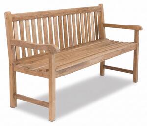 Panca da giardino in teak massello Linder Exclusiv, modello Picadelly, 150 cm, con braccioli, finitura naturale, dimensioni 150x63x90,5 cm
