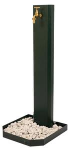 Fontana Decorativa Giardino Corten con Rubinetto Forma Schiacciata Dimensioni 20x10xh 100 cm con tubo rubinetto, flessibile e Gomito resistente al gelo Verde