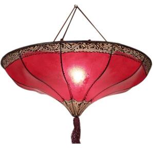 Lampada da soffitto in pelle di henné / plafoniera - Salem Red, pelle, ferro, 20*50*50 cm, lampade da soffitto orientali