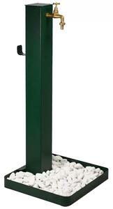 Fontana Decorativa Giardino Corten con Rubinetto e SASSI Dimensioni 40x40xh 100 cm con tubo rubinetto flessibile e Gomito resistente al gelo colore Verde