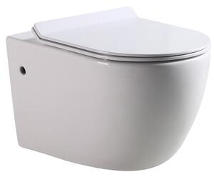 Coppia di Sanitari WC e Bidet Sospesi Filo Muro in Ceramica 36,5x56x37cm Bianco
