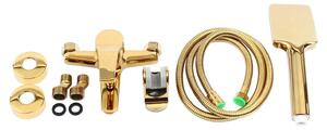 Rubinetto per vasca da bagno / Miscelatore per vasca - Miscelatore a due manopole - Acqua calda/fredda - Rame - Tubo di 1,5 metri - Resistente al calore fino a 100 °C - Distanza tra i fori: 13,5–16,5 cm - Finitura dorata