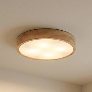 Plafoniera soffitto Tanju Lindby, dimmerabile, Legno chiaro, Soggiorno / Sala da pranzo, Legno, Campagna / Rustiche, Plafoniera