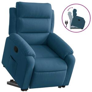 Poltrona Alzapersona Reclinabile Blu in Velluto