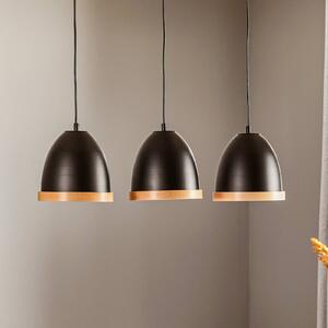 Eko-Light Lampada a sospensione Studio con legno 3 luci nero