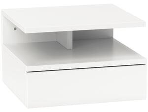 HOMCOM Comodino Sospeso per Camera da Letto con Cassetto e Mensola in Legno, 35x32x22.5cm, Bianco