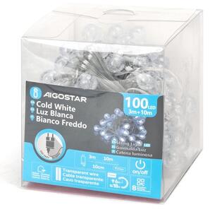 Aigostar - Catena LED natalizia da esterno 100xLED/8 funzioni 13m IP44 bianco freddo