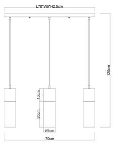 Globo 21000-3HBN - Lampadario a sospensione con cavo ANNIKA 3xE27/25W/230V nero