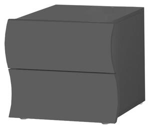 Comodino 2 Cassetti Onda 50x40x41,3 cm Finitura in Melamina Antracite Opaco