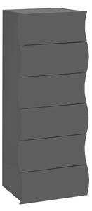 Cassettiera 6 Cassetti Onda 50x40x121,7 cm Finitura in Melamina Antracite Opaco