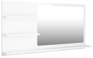 Specchio da Bagno Bianco Lucido 90x10,5x45 cm Legno Multistrato