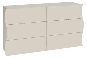 Cassettiera 6 Cassetti Onda 155,1x40x81,8 cm Finitura in Melamina Cachemire