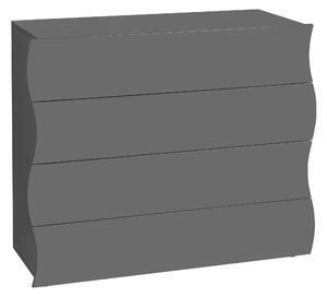 Cassettiera 4 Cassetti Onda 98x40x81,5 cm Finitura in Melamina Antracite Opaco